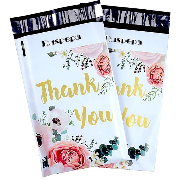 Other - 25 Thank You Floral Poly Bags New